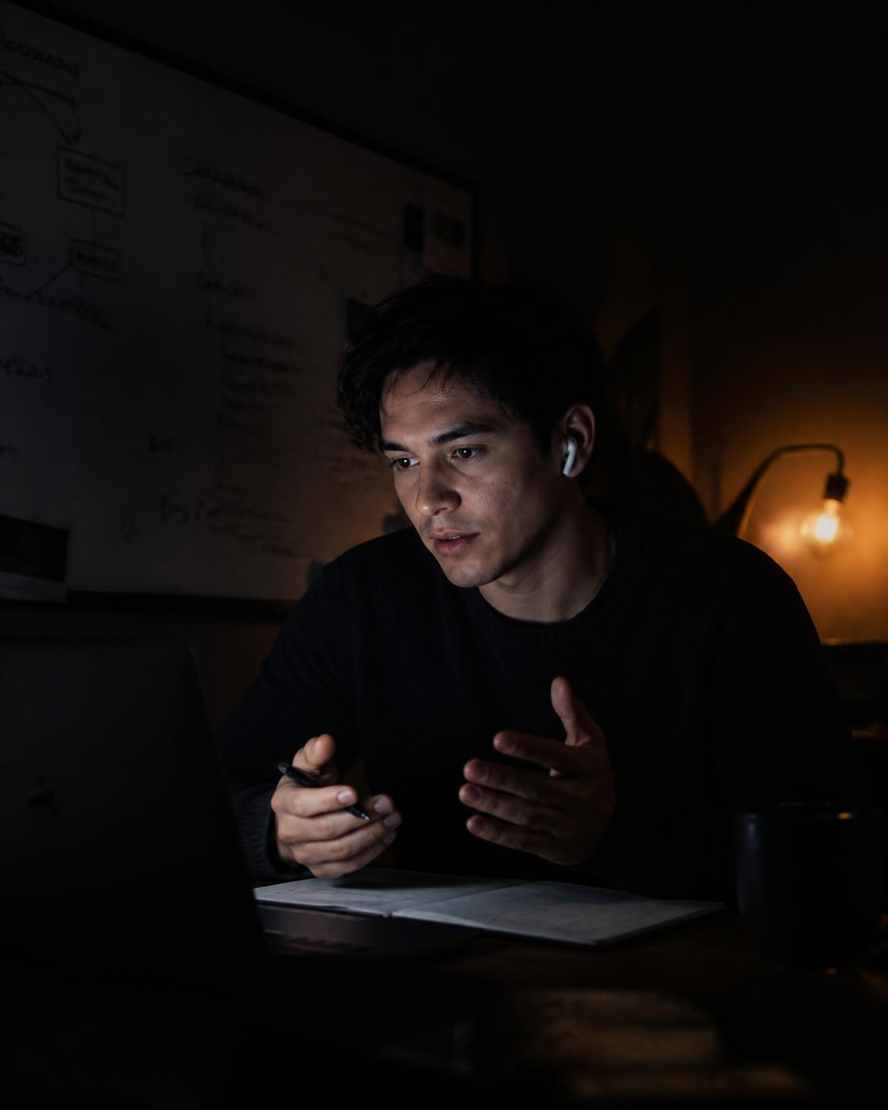 Johnathan working one-on-one with a client during a late-night positioning session